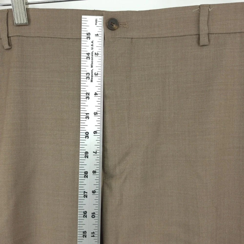Jos A Bank Mens Traveler Pants Wool Blend Brown 40x32 Slim Fit Wrinkle Resistant